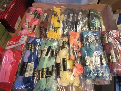 Lot 320+ Pieces Embroidery Thread Floss Assorted Colors DMC 25 plus bag full - Image 1 of 4