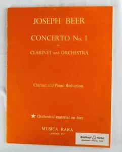 Joseph Beer Concerto No.1 for Clarinet/Orchestra Piano Reduction Edtd J.Madden - Picture 1 of 5