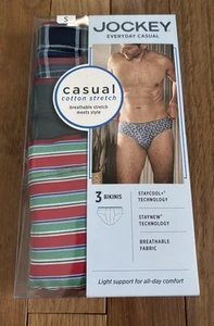 Mens Size Small 3 Pair Jockey Casual Cotton Stretch Bikini - S (28-30”) Pack - Picture 1 of 6