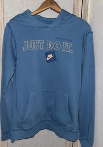 Nike Hoodie XL Just Do It Embroidery Blue Logo Sportswear Cotton Blend - Picture 1 of 7
