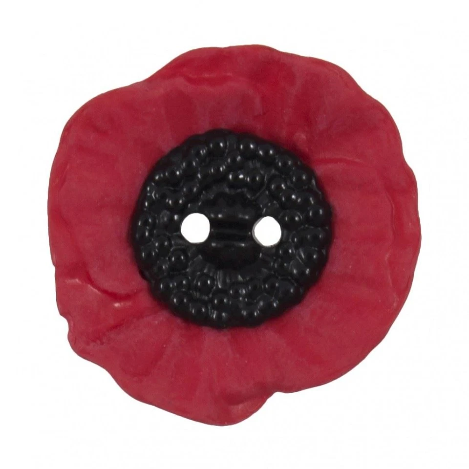 Minerva Poppy Button 2 Hole 20mm (Value Pack) Red - per pack of 25 - Image 1 of 1