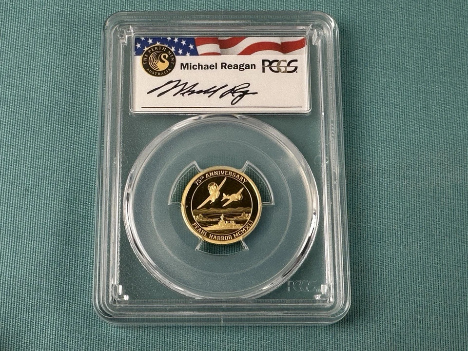 2016 Tuvalu Pearl Harbor 1/4 oz Gold Coin PR70 PCGS Reagan Legacy Signed - Image 1 of 1