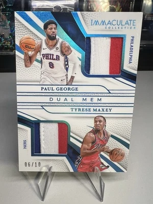 2024–25 Immaculate Paul George/Tyrese Maxey двойные мембранные нашивки GW /10 - Изображение 1 из 2