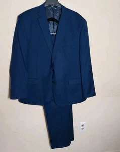Ralph Lauren 100% Wool stretch Blue 2 piece Suit Mens 52 R Jacket 46 Pants READ - Picture 1 of 24