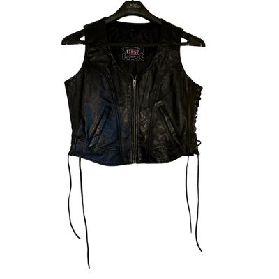 Chaleco de cuero para motociclista negro M estilo occidental Moto Boho Foto 1 de 4