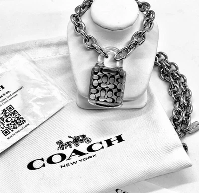 COACH Womens Signature Lucite Padlock Pendant Necklace | NWT 🆕 | Great Gift 🎁 - Image 1 of 4