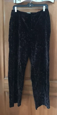 Pantalones Vintage Lord And Taylor Marrón Terciopelo Paisley Bootcut Boho Hippie Talla 10 Foto 1 de 4
