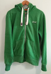 Superdry Hoodie Mens Orange Label Full Zip Green Embroidered Logo M ANDR - Picture 1 of 24