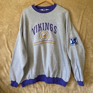 Vintage Minnesota Vikings Pullover Herren 3XL CSA Sportpullover 90s grau lila - Bild 1 von 6