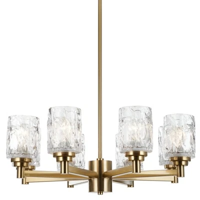 Lustres de sala de jantar 26", 8 ligas contemporâneas de latão escovado claro para fazenda... - Imagem 1 de 4