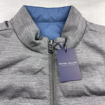 Peter Millar Crown Crafted Wool Reversible Quilted Vest Gray Blue Large $695 - Image 1 of 4