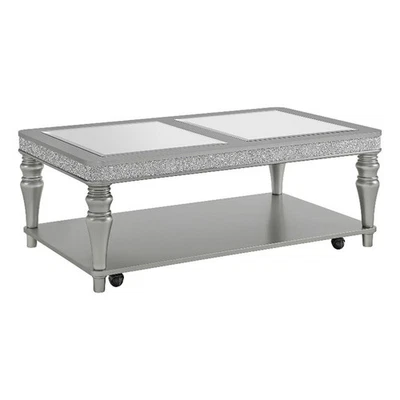 Mesa de centro Picket House Furnishings Lavigne con ruedas en plata Foto 1 de 4