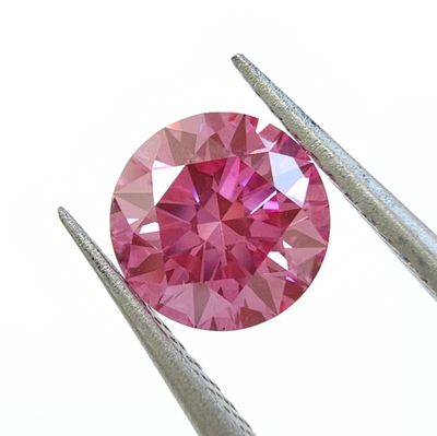 GIA Certified 1.02 Fancy Vivid Purplish Pink VS1 Natural Diamond Round Cut - Image 1 of 4