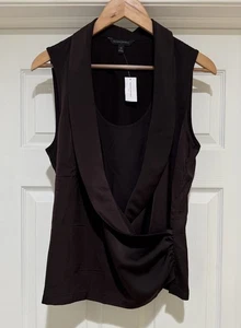 Bnwts Banana Republic Women's Sleeveless Faux Wrap Blouse Sz. Med $65 Chocolate - Picture 1 of 5