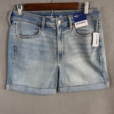 Pantalones cortos de mezclilla Old Navy para mujer de tiro alto Wow con puños talla 10 lavado claro nuevos con etiquetas Foto 1 de 4