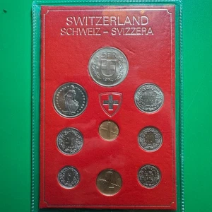 Juego de 9 monedas BU 1974 Suiza Mint en soporte - Imagen 1 de 7