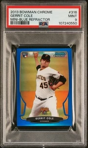 2013 Bowman Chrome Mini Blue Refractor #316 Gerrit Cole Rookie RC - /99 - PSA 9 - Picture 1 of 2