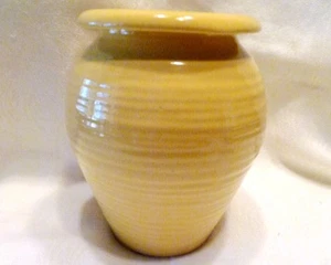 Vintage KUNSTKERAMIK 6" URNENVASE gelb M-C-M RING WARE - Bild 1 von 8