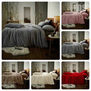 Teddy Bear Fleece Duvet Cover Set Thermal Warm Super Soft Cozy With Pillowcases - Picture 1 of 26