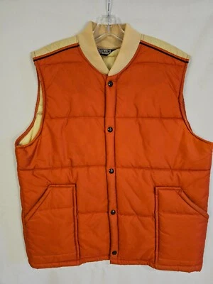 Vintage Ditch Witch Mens Orange Puff Vest with Snaps - Image 1 of 4