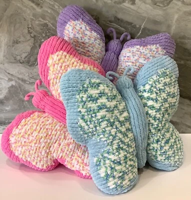 CAROL CONNELLY KNITTING PATTERN - Butterfly Cushion - approx 44x42x10cm- King Cole Yummy yarn