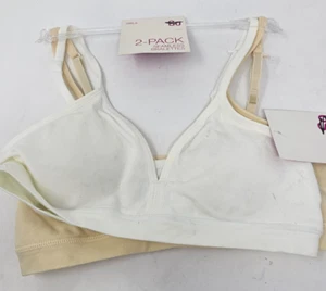 Kohl's SO Seamless Bralettes Bra White Beige Girls Sz M Removable Pad 2-Pack NWT - Picture 1 of 6