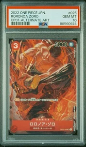 PSA 10 Roronoa Zoro OP01-025 Alt Art One Piece Card Game Japanese Romance Dawn - Picture 1 of 6