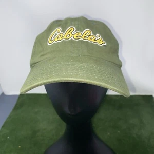 Cabelas Green Gold Strapback Cap OSFM Embroidered Baseball Script Logo Hunting - Picture 1 of 8