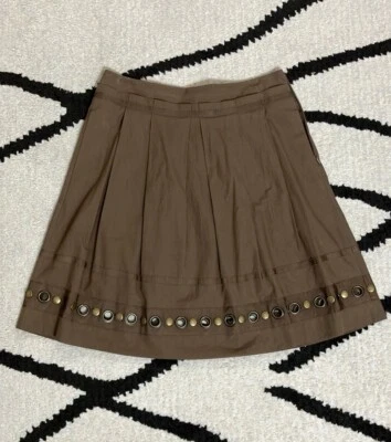 Brown A-Line Skirt Size S-M Worth Grommet Detail - Image 1 of 4