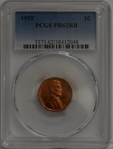 ONE OF PR62RB 1955 RED BROWN WHEAT LINCOLN PENNY PCGS PROOF P-MINT EXACT COIN - Picture 1 of 6