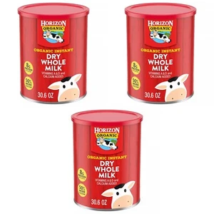 3 PACK Organic Instant Dry Whole Milk Horizon Value Size Calcium Vitm D3 30.6 oz - Picture 1 of 11