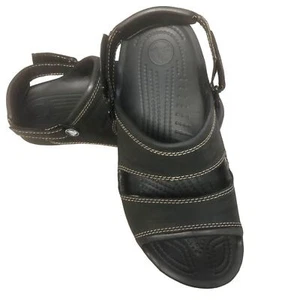 Crocs Yukon Two Leather Straps Adjustable Heel Straps Sandals Mens 7 Women’s 9 - Picture 1 of 10