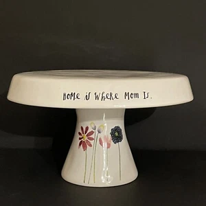 Rae Dunn Artisan Series Cake Stand "Home Is Where Mom Is" 6" x 11" - Picture 1 of 8