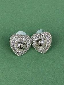 Chanel White Gold Heart Shaped Stud Earrings - Picture 1 of 5