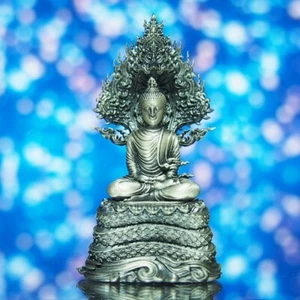 Amuleto de Buda Tailandés Phra Kring Kandhanagaraj Mini Estatua Plateada Wat SaDan #256 - Imagen 1 de 11