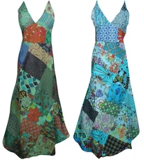 Women's 2pc Maxi Dress Patchwork Printed Cotton COACHELLA fESTIVAL Dresses S/M