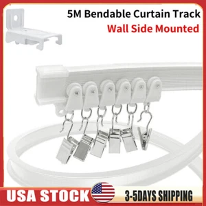 5M Curtain Track Bendable Wall Side Mounted Track Accessory Set US - Picture 1 of 6