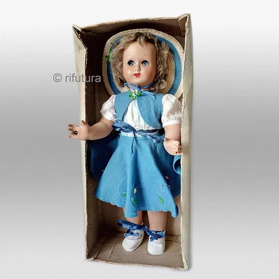 Bambola epoca H63cm ?ATHENA? doll vintage '50 occhi flirty capelli mohair -1M9 - Immagine 1 di 4