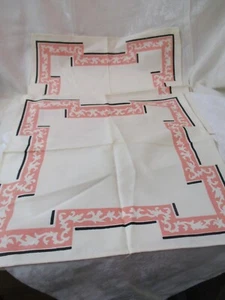 Vintage 2 pink black white linen Napkins - Picture 1 of 3