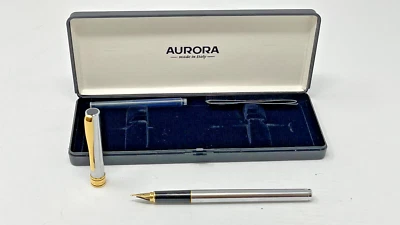 Aurora Magellano Metal Fountain Pen Satin Chrome, Gold Finish A10 Used Foto 1 de 4