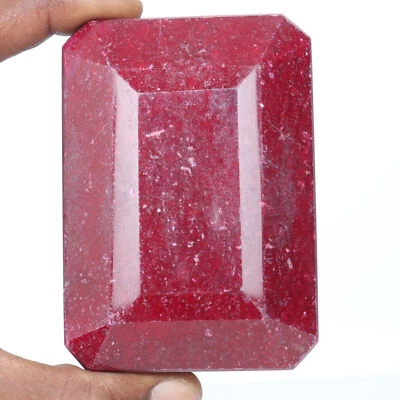 Certified Natural Big Size Red Ruby 2505 Ct. Faceted Emerald Cut Loose Gemstone - Image 1 of 4