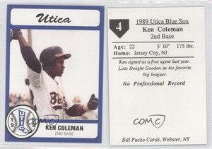 1989 Bill Pucko Utica Blue Sox Kenneth Coleman #4
