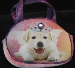 Cartera de felpa rosa Aurora con princesa cachorro perro 7"" de largo x 4"" de alto - Imagen 1 de 2