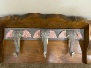 Pier 1 - Wooden Elephant Kids Room or Any Room - Coat/Hat Wall Hanging Rack - Picture 1 of 6
