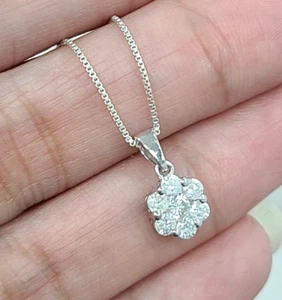 Mother's Day  DEAL! 0.50CT 100% Natural Diamond Flower Cluster Pendant 14KT Gold - Picture 1 of 8