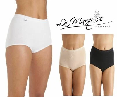 3 Pack La Marquise Maxi Smooth Cotton Underwear Full Brief White Black Nude 1012