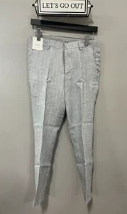 Baird McNutt Murano Mens Linen Alex-Slim Fit Pants, Light Gray 29 x 30 - Picture 1 of 9