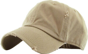 Solid Distressed Vintage Cotton Polo Style Baseball Ball Cap Hat 100% Cotton NEW