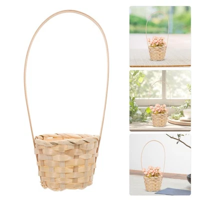  Mini cestino da 6 pezzi con manici Piccoli cestini decorativi intrecciati vuoti - Immagine 1 di 4