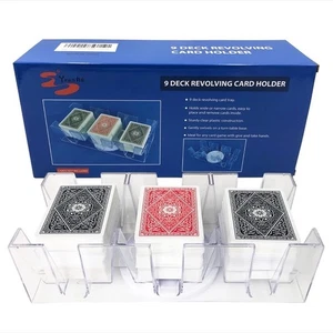 9 Deck Rotating-Revolving Playing Card Tray, Card Holder (Clear)on - Picture 1 of 8